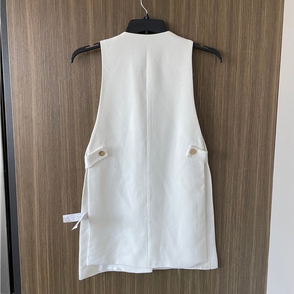 White Zara V-Neck Vest with Gold Buttons - Picture 2 of 4